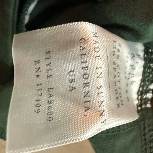 Frank & Eileen Murphy Billion Dollar Pants Size Large Evergreen Trousers Pockets - Picture 10 of 10